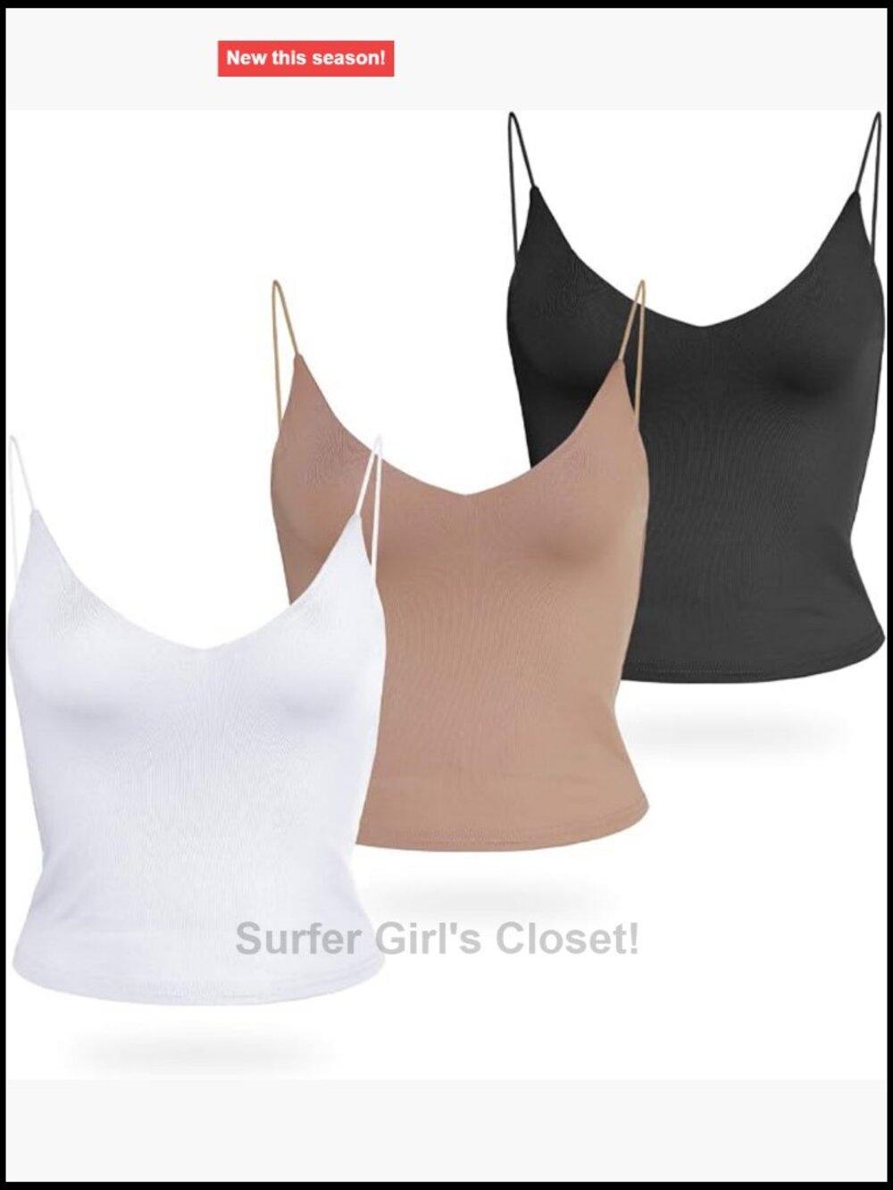 Women's Basic Solid Deep V Neck Cami Spaghetti Double Layer Crop Tank Tops
